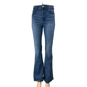 Zara Blue Medium Wash Slim Fit High Waisted Bootcut Flare Denim Jeans Pants Sz 8